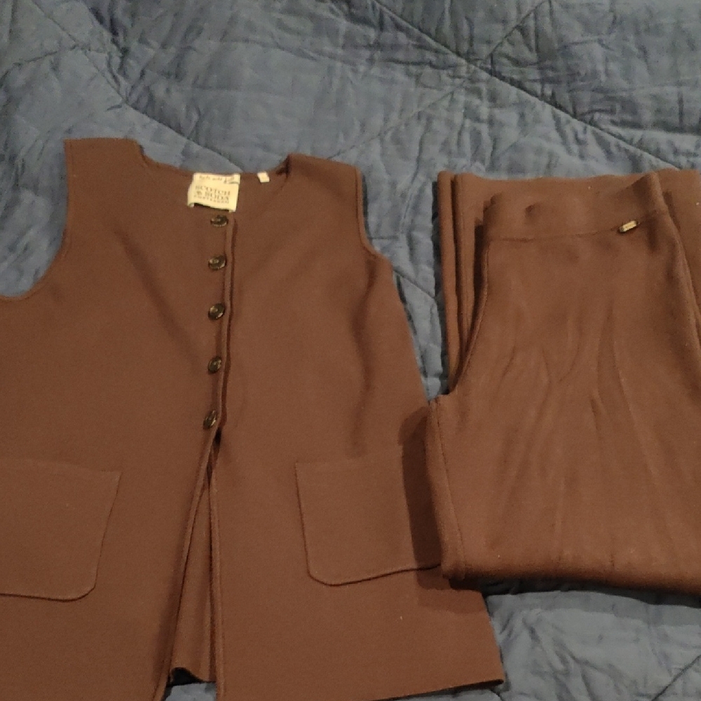 MaxMara Chocolate Brown Vest and Pants Set